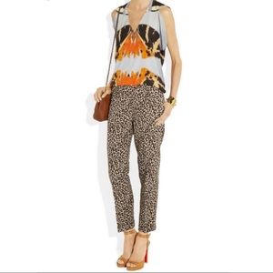 J. Crew Linen Café Capri Animal Print Pants